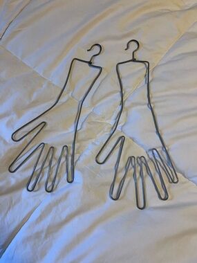 Vintage, Glove-Shaped Wire Hangers - Pair in Dark Gray